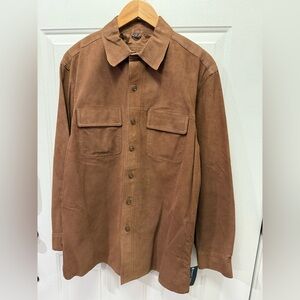 Grant Thomas suede leather, button-down shirt, vintage, dead stock size medium